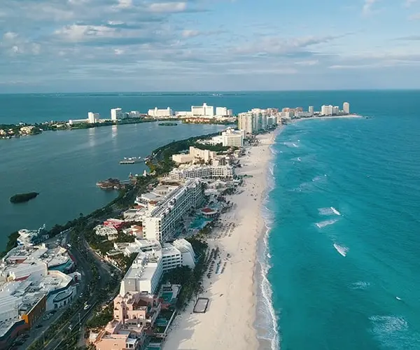 A view of the ocean from above.